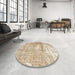 Round Traditional Brown Persian Rug in a Office, tr216