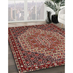 Traditional Saffron Red Persian Rug in Family Room, tr2171