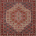 Round Machine Washable Traditional Saffron Red Rug, wshtr2171