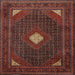 Round Machine Washable Traditional Saffron Red Rug, wshtr2173