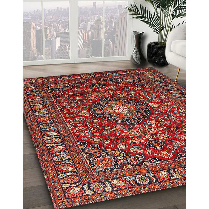 Machine Washable Traditional Rust Pink Rug in a Family Room, wshtr2175