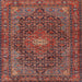 Round Machine Washable Traditional Saffron Red Rug, wshtr2176