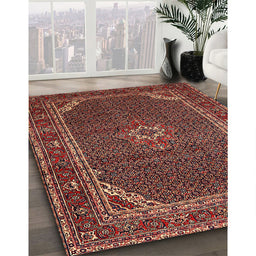 Machine Washable Traditional Copper Red Pink Rug in a Family Room, wshtr2177