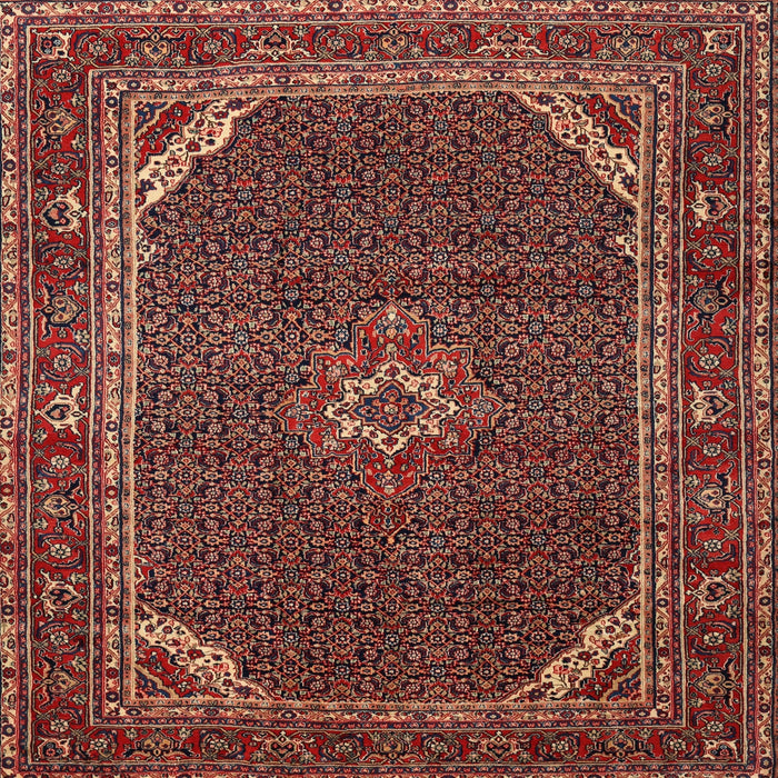 Round Machine Washable Traditional Copper Red Pink Rug, wshtr2177