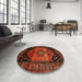 Round Machine Washable Traditional Mahogany Brown Rug in a Office, wshtr217