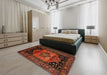Traditional Mahogany Brown Persian Rug in a Bedroom, tr217