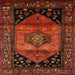 Round Machine Washable Traditional Mahogany Brown Rug, wshtr217