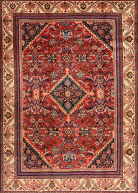 Machine Washable Traditional Tomato Red Rug, wshtr2180