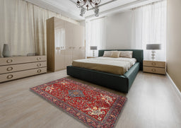 Traditional Orange Salmon Pink Persian Rug in a Bedroom, tr2181