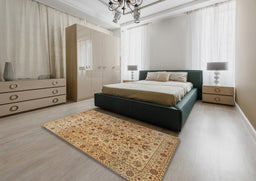 Traditional Light Brown Persian Rug in a Bedroom, tr2184