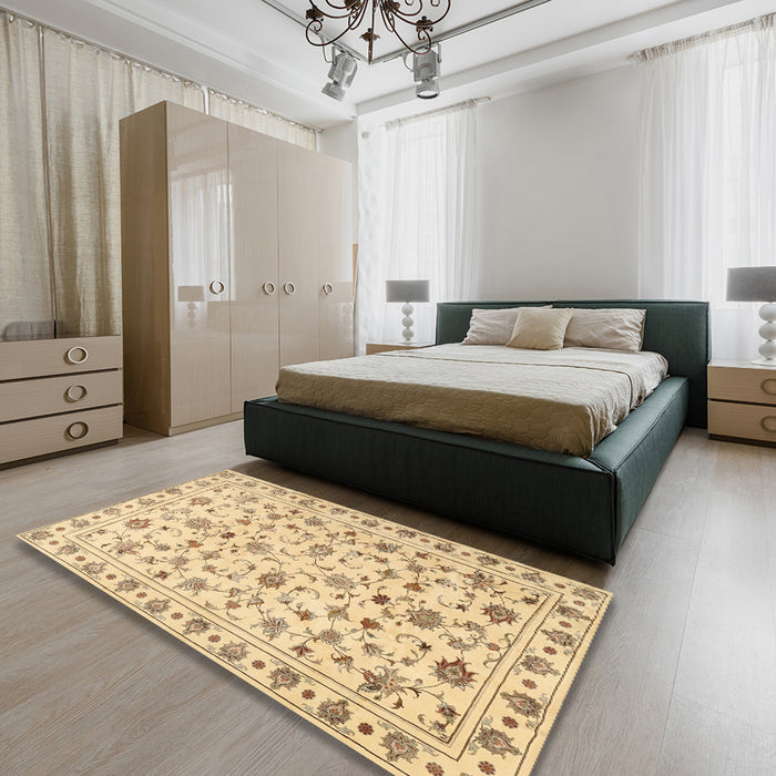 Machine Washable Traditional Peru Brown Rug in a Bedroom, wshtr2185