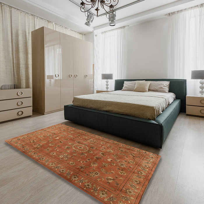Machine Washable Traditional Mahogany Brown Rug in a Bedroom, wshtr2186