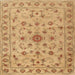 Round Machine Washable Traditional Orange Rug, wshtr2189