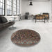 Round Traditional Khaki Green Persian Rug in a Office, tr2192