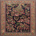 Square Traditional Dark Almond Brown Persian Rug, tr2193