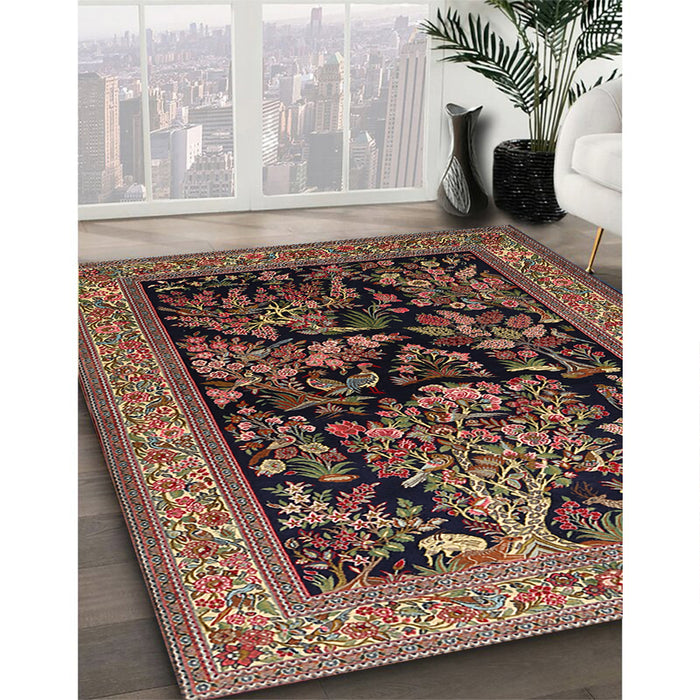 Traditional Dark Almond Brown Persian Rug in Family Room, tr2193