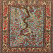 Square Traditional Saffron Red Animal Rug, tr2194