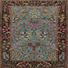 Square Traditional Khaki Green Animal Rug, tr2195