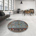 Round Traditional Bakers Brown Animal Rug in a Office, tr2197