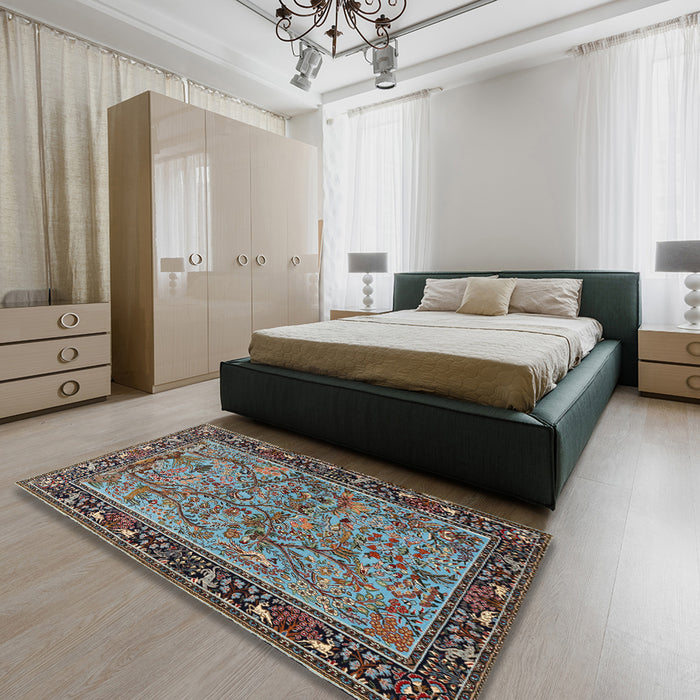 Traditional Bakers Brown Animal Rug in a Bedroom, tr2197