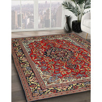 Traditional Saffron Red Medallion Rug, tr2199