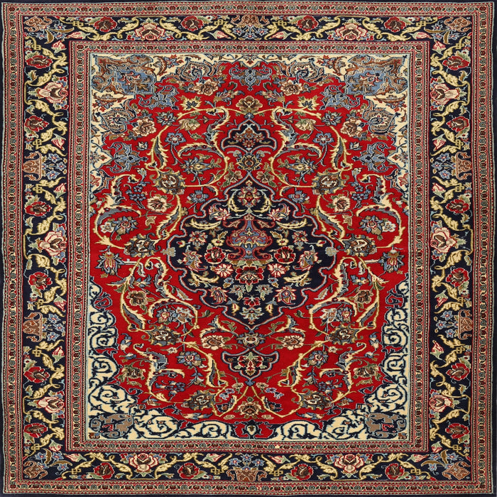 Round Machine Washable Traditional Saffron Red Rug, wshtr2199