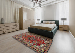 Traditional Saffron Red Medallion Rug in a Bedroom, tr2199