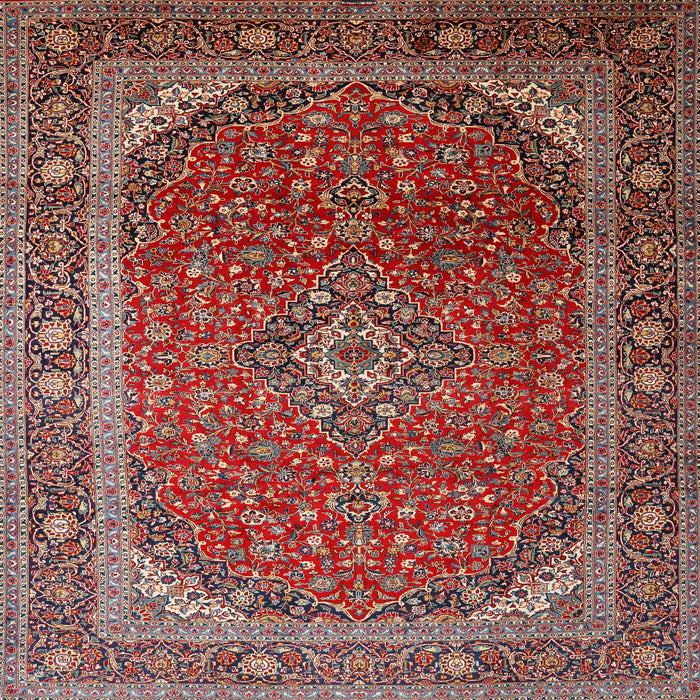 Square Traditional Saffron Red Medallion Rug, tr219