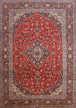 Machine Washable Traditional Saffron Red Rug, wshtr219