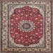 Square Traditional Light French Beige Brown Medallion Rug, tr21