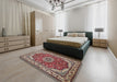 Traditional Light French Beige Brown Medallion Rug in a Bedroom, tr21