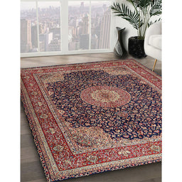 Traditional Camel Brown Medallion Rug in Family Room, tr2203