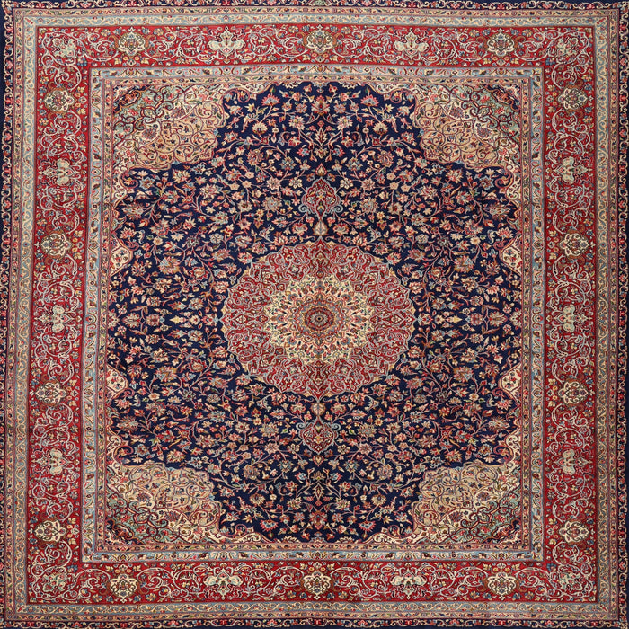 Square Traditional Camel Brown Medallion Rug, tr2203