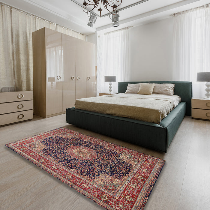 Machine Washable Traditional Camel Brown Rug in a Bedroom, wshtr2203