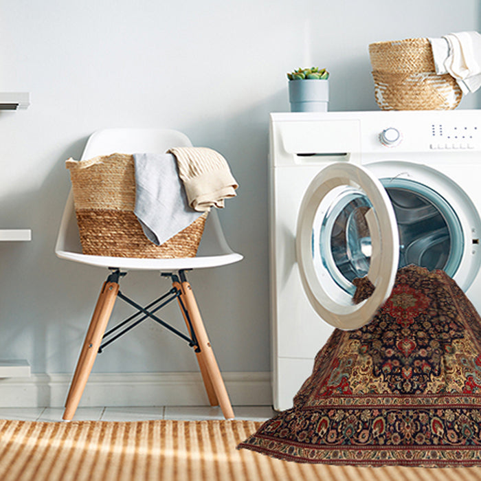 Machine Washable Traditional Gold Brown Rug in a Washing Machine, wshtr2204