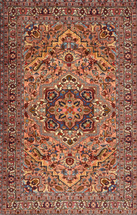 Machine Washable Traditional Saffron Red Rug, wshtr2206