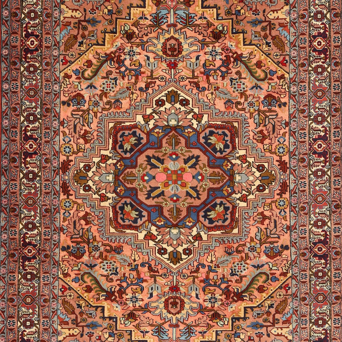Machine Washable Traditional Saffron Red Rug, wshtr2206