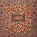 Round Machine Washable Traditional Saffron Red Rug, wshtr2206