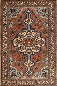 Machine Washable Traditional Orange Brown Rug, wshtr2207