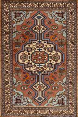Machine Washable Traditional Orange Brown Rug, wshtr2207