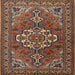 Round Machine Washable Traditional Orange Brown Rug, wshtr2207