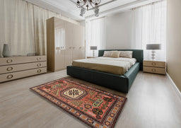 Traditional Saffron Red Persian Rug in a Bedroom, tr2208