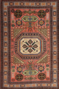 Machine Washable Traditional Saffron Red Rug, wshtr2208