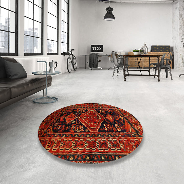 Round Traditional Red Persian Rug in a Office, tr220