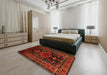 Machine Washable Traditional Tomato Red Rug in a Bedroom, wshtr220