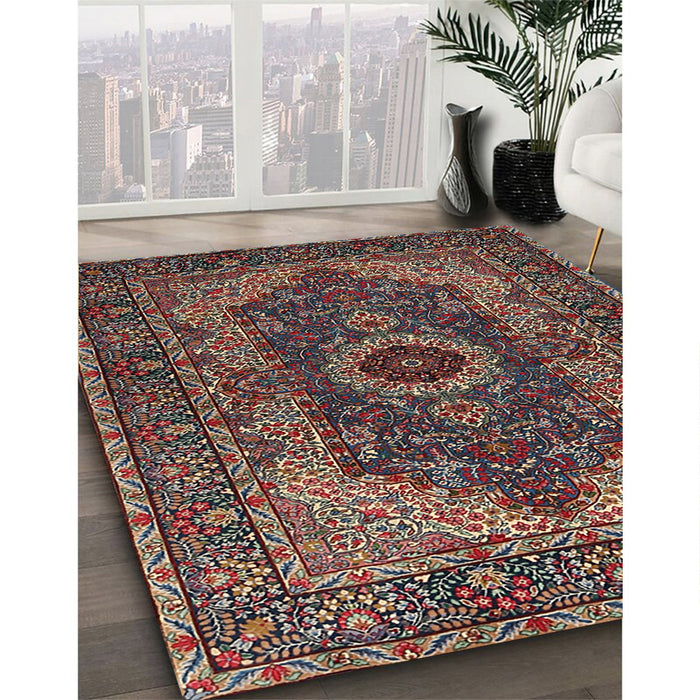 Machine Washable Traditional Dark Almond Brown Rug in a Family Room, wshtr2215
