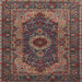 Square Traditional Dark Almond Brown Medallion Rug, tr2215