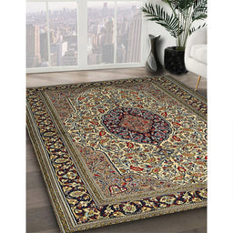 Machine Washable Traditional Bakers Brown Rug in a Family Room, wshtr2216