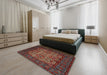 Traditional Brown Persian Rug in a Bedroom, tr2219