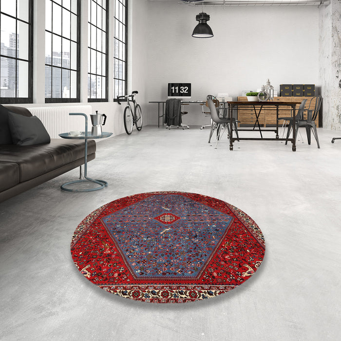 Round Machine Washable Traditional Tomato Red Rug in a Office, wshtr2220